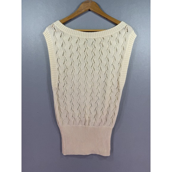 Caché Sweaters - Vintage Caché Ivory Knit Sweater Vest Womens XS Academia Preppy Fisherman 00s